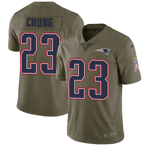 Nike Patriots #23 Patrick Chung Olive Youth Stitched NFL Limited Salute to Service Jersey